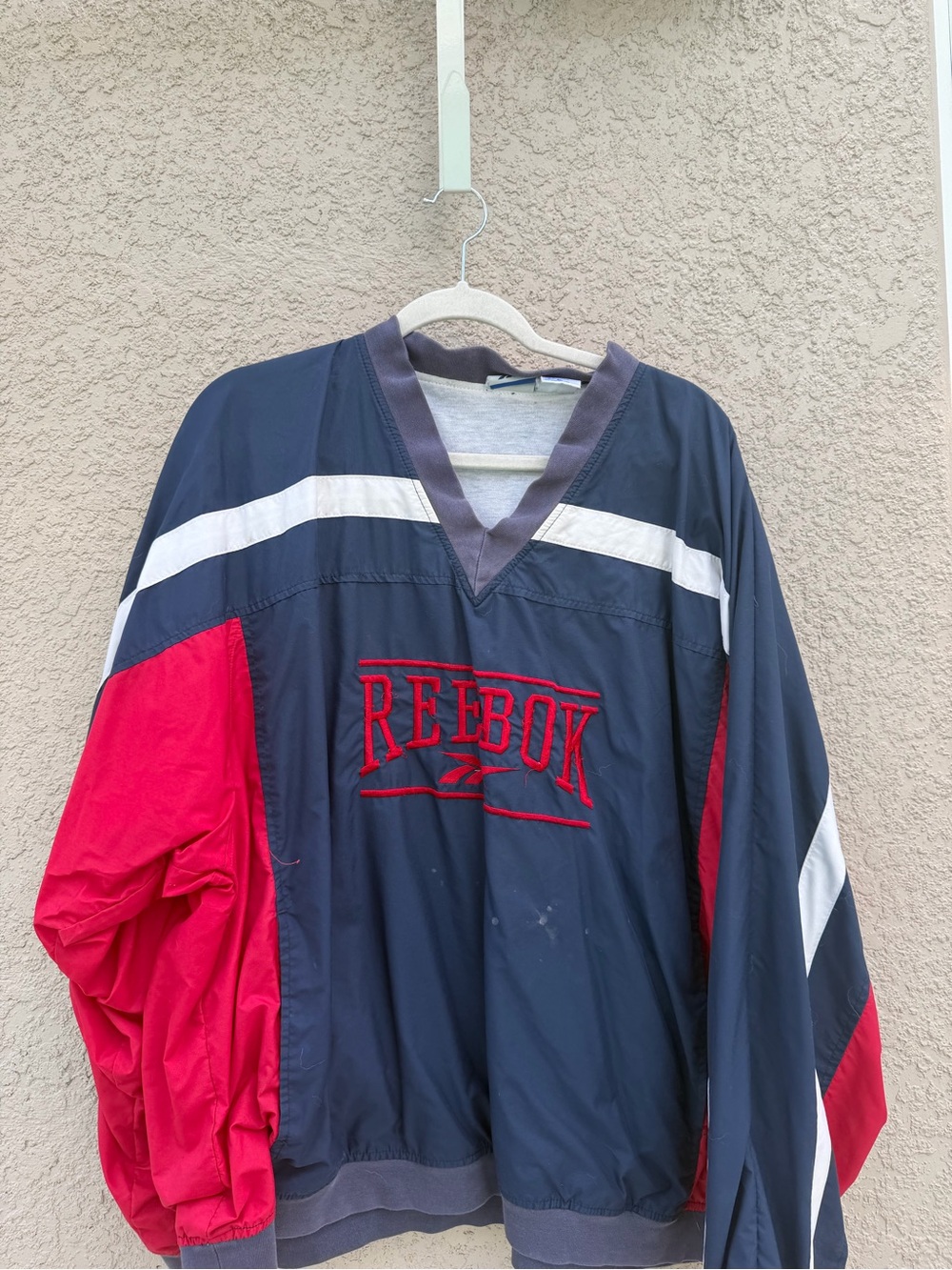 Reebok Men’s Navy, Red & White Pullover Windbreaker